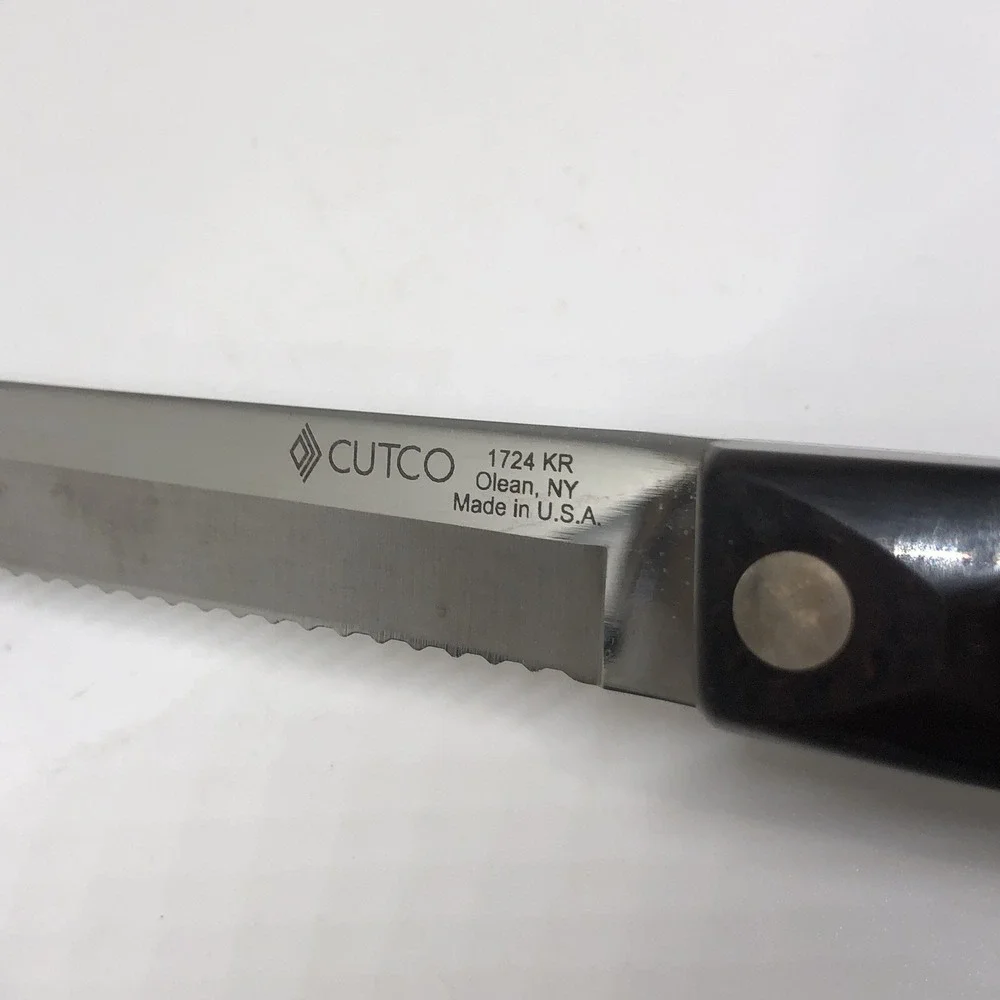 CUTCO 1724 KR SERRATED BREAD KNIFE Black Handle Made in USA 15.5 Inch Vintage - Picture 5 of 7